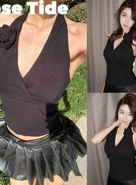 Rose Tide买手店正品Urban Sophistication花朵挂脖针织吊带背心