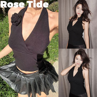 Rose Tide买手店正品Urban Sophistication花朵挂脖针织吊带背心