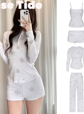 Rose tide买手店正品现货Skims圣诞系列雪花印花吊带背心上衣长裤