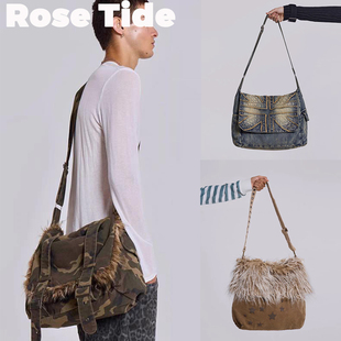 包邮 London复古做旧牛仔迷彩斜跨 差包 Tide买手店现货Jaded Rose