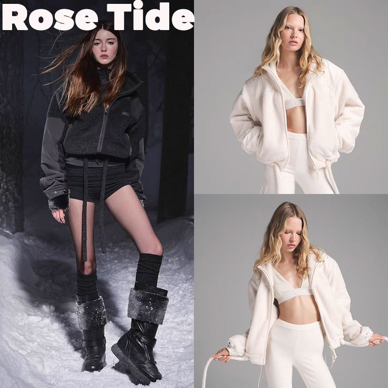 Rose tide买手店正品折扣现货Skims外套羊羔毛立领拉链毛绒短夹克