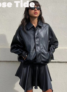 Rose tide买手店正品现货Lioness皮衣复古做旧宽松飞行员夹克外套