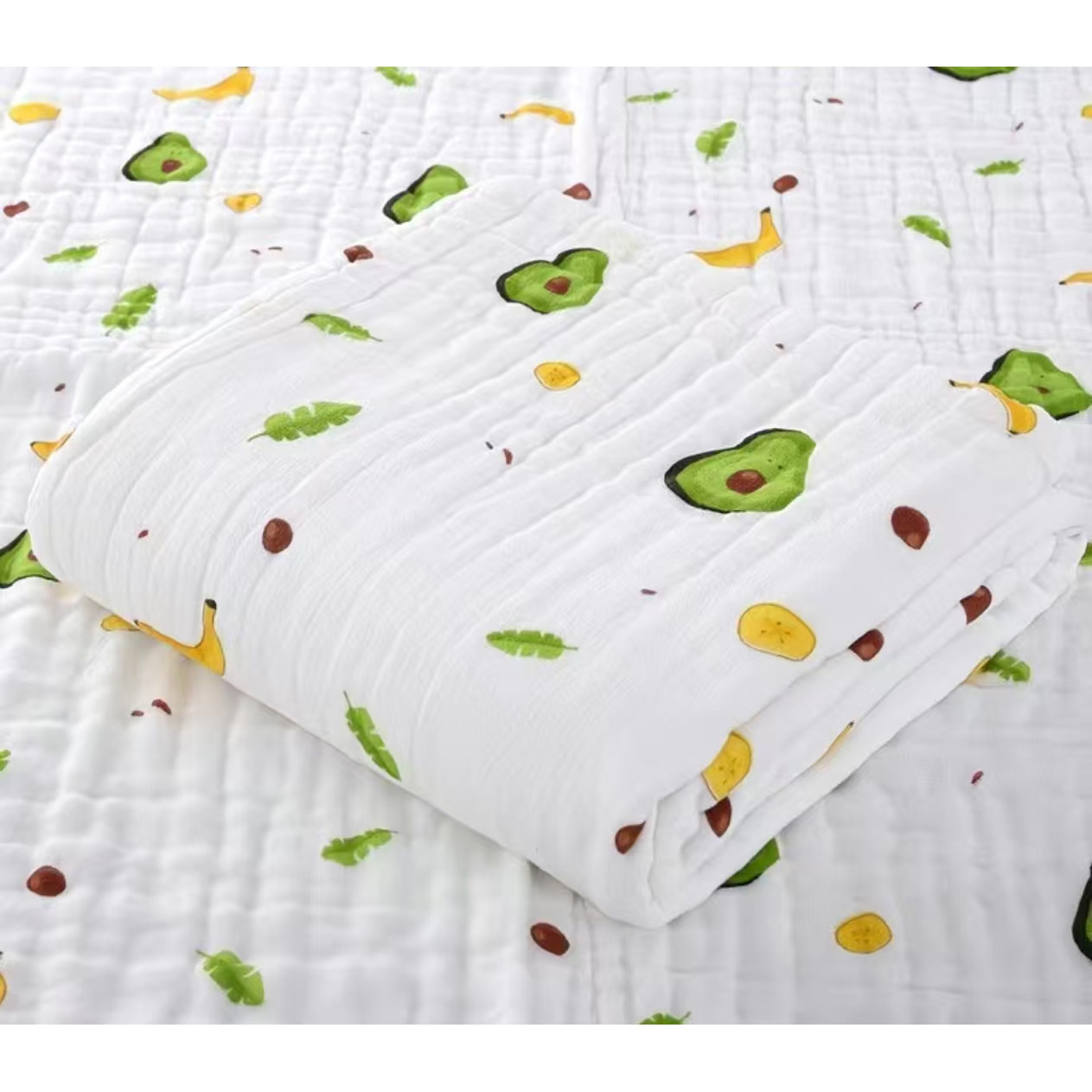 四层105*105cm&plusmn;5cm新生儿纱布浴巾卡通婴儿毛巾被盖毯拉伸测量