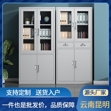 钢制文件柜办公室资料柜财务凭证柜铁皮储物柜矮柜档案柜昆明厂家