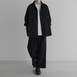 现货日系长袖衬衫男宽松冷淡风纯色百搭休闲衬衣 DS87-P58图片