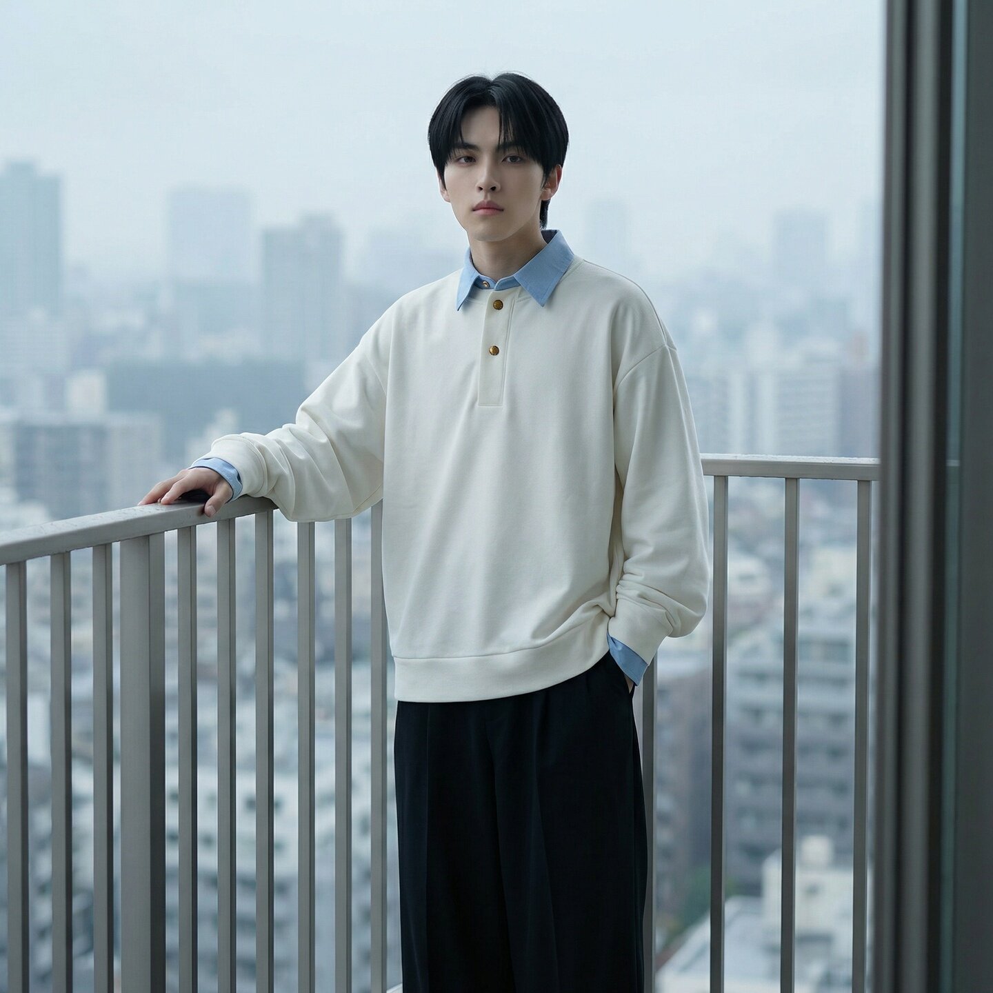 新款现货男装设计感艺术假两件卫衣男内搭上衣CR472-P68，男装卫衣，星座1017-1