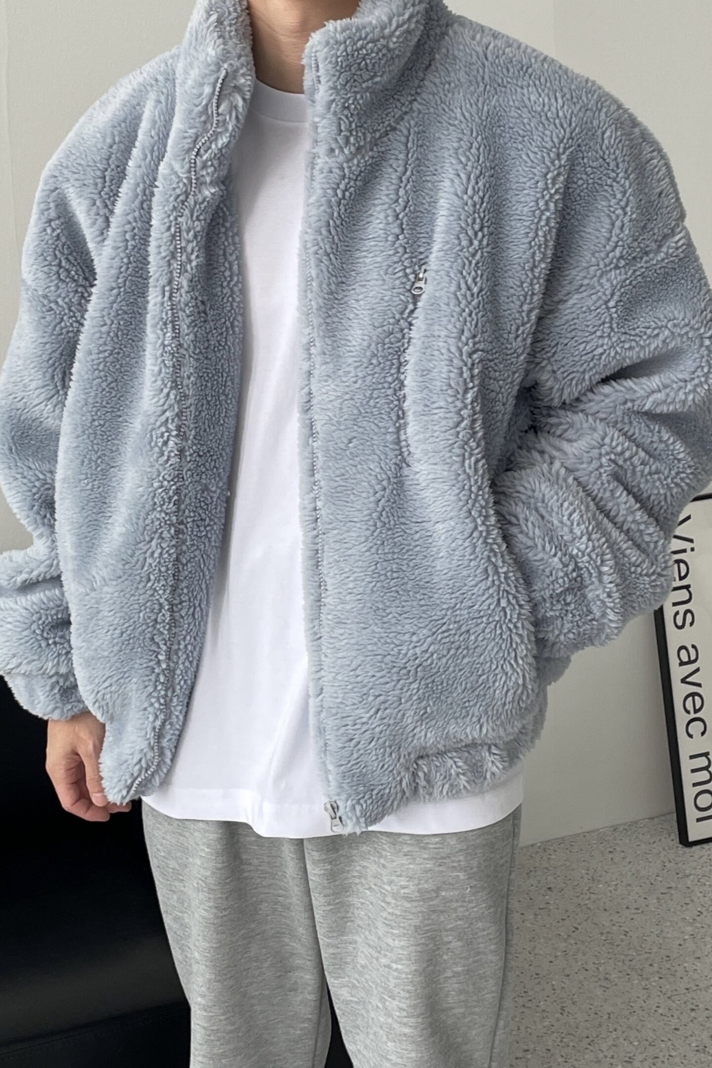 冬季立领羊羔毛棉衣男潮流宽松毛绒夹克外套M783-P98,男装棉衣,星座1017-1