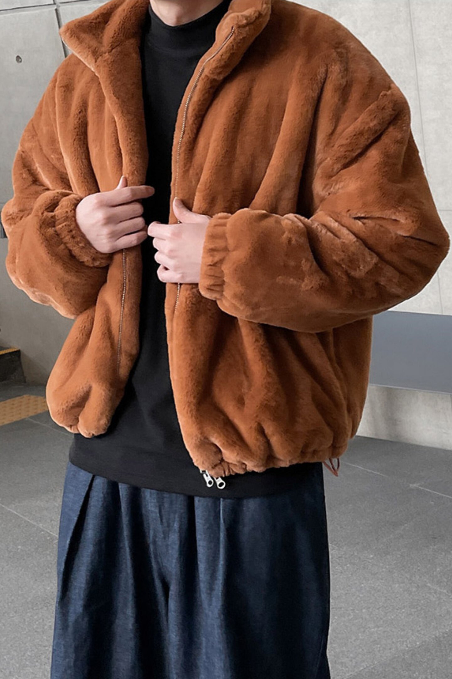 冬季高级立领宽松保暖羊羔毛夹克棉服外套男M3326-P108,男装棉衣,星座1017-1