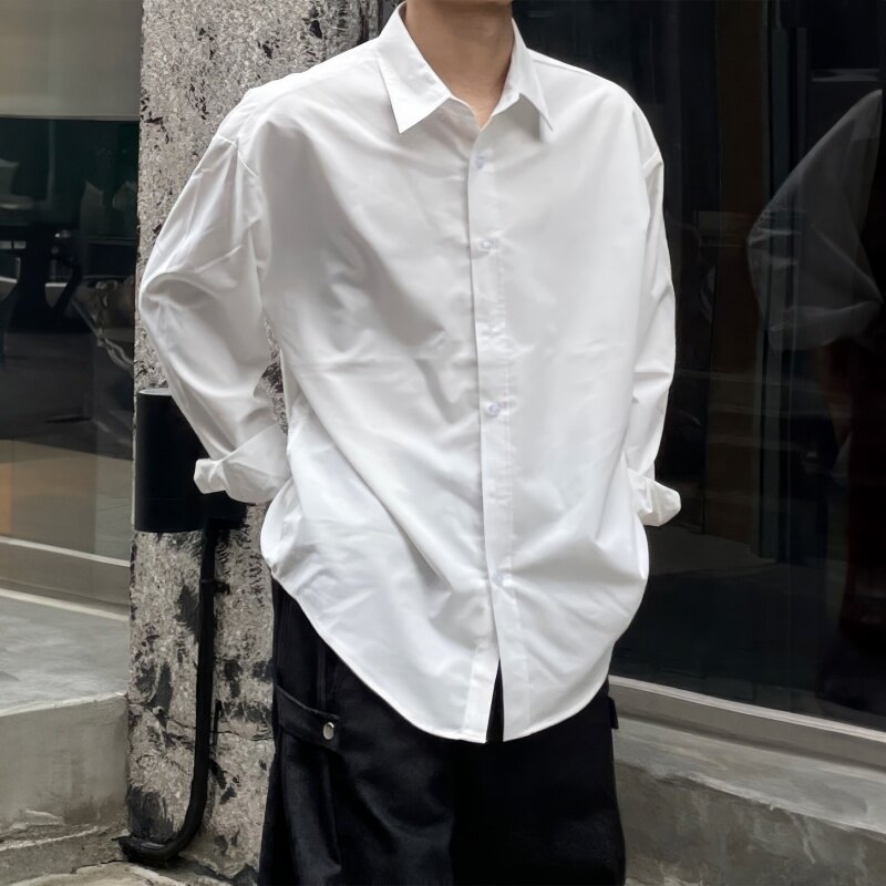 男士长袖衬衫秋季宽松韩版高级感休闲纯色衬上衣AS931-P48,男装衬衫,星座1017-1