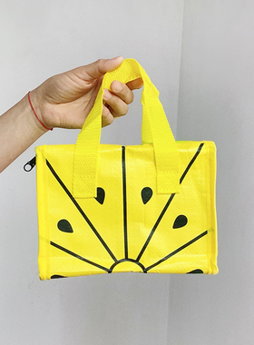 出口外贸 小清新亮黄色 手提小方包冰包保鲜保冷 便当包野餐包