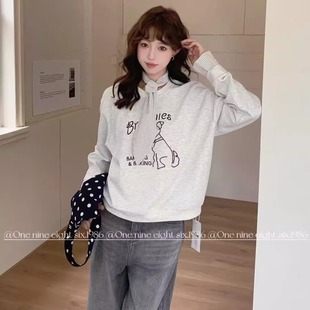 1986卫衣配丝巾2025秋冬圆领时尚 上衣2338 百搭休闲宽松长袖