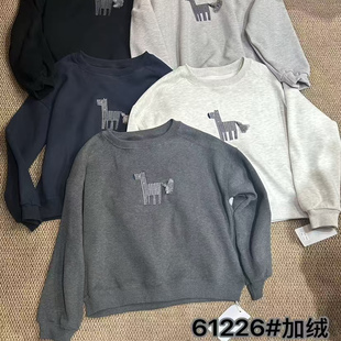 1986加绒卫衣2025冬圆领时尚 上衣61226 百搭休闲简约宽松长袖