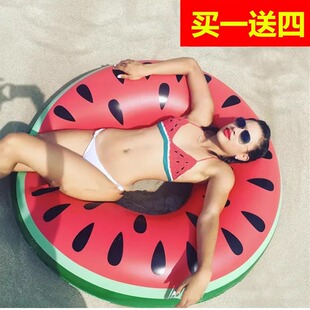 男女腋下圈充气浮圈加大加厚泳圈送打气筒 超大游泳圈西瓜圈成人