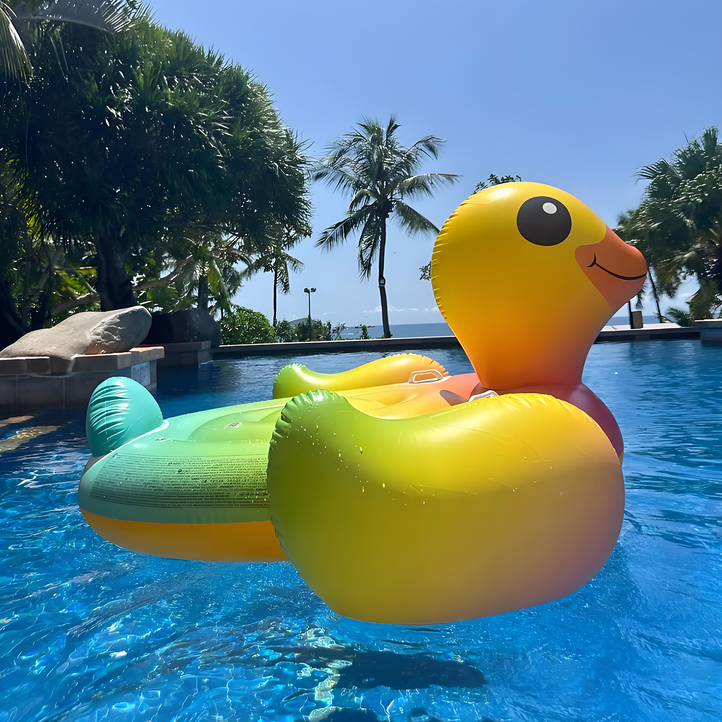 超大黄鸭子游泳圈充气动物坐骑成人儿童浮床水上泳池漂浮玩具浮床