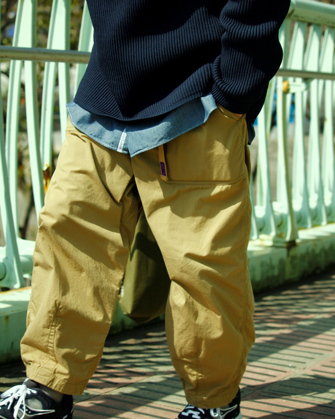 21ss ppl紫标rips wide格纹水洗有机棉尼龙宽松复古裤21063036