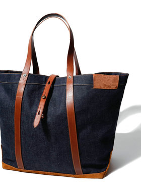 双R Indigo Denim Tote 靛蓝日本面料拼皮牛仔大号托特包26052704