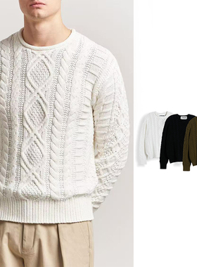 美式经典 Cotton Rollneck Sweater扭花厚款圆领毛衣25110503
