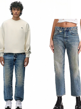 A13 Boyfriend Jeans 男女同款直筒复古水洗怀旧牛仔裤24110608