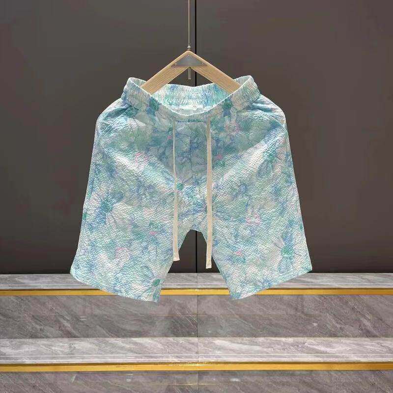 短裤休闲蓝色印花薄速干休闲短裤