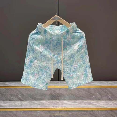 短裤休闲蓝色印花薄速干休闲短裤