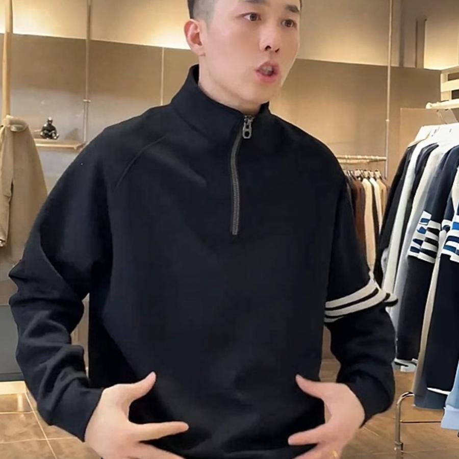 立领半拉链卫衣宽松休闲长袖上衣