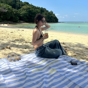 带地钉布垫 ins条纹沙滩垫防水防沙露营野餐垫海边旅游超轻便携式
