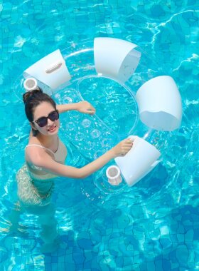夏日透明充气成人浮排游泳圈