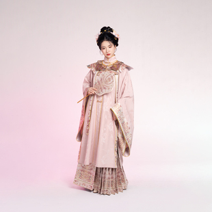 衫 原创凤凰翎羽立领对襟大袖 云肩学士马面裙汉服 金丝粉羽 织造司