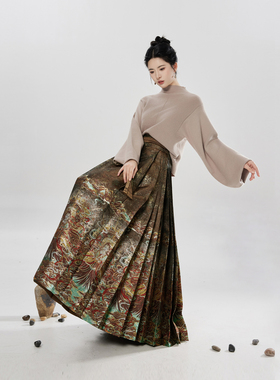 织造司[土神]明制马面裙汉服半身裙套装国风半高领毛衣可外穿内搭