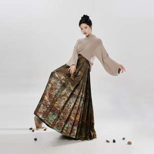 织造司[土神]明制马面裙汉服半身裙套装国风半高领毛衣可外穿内搭