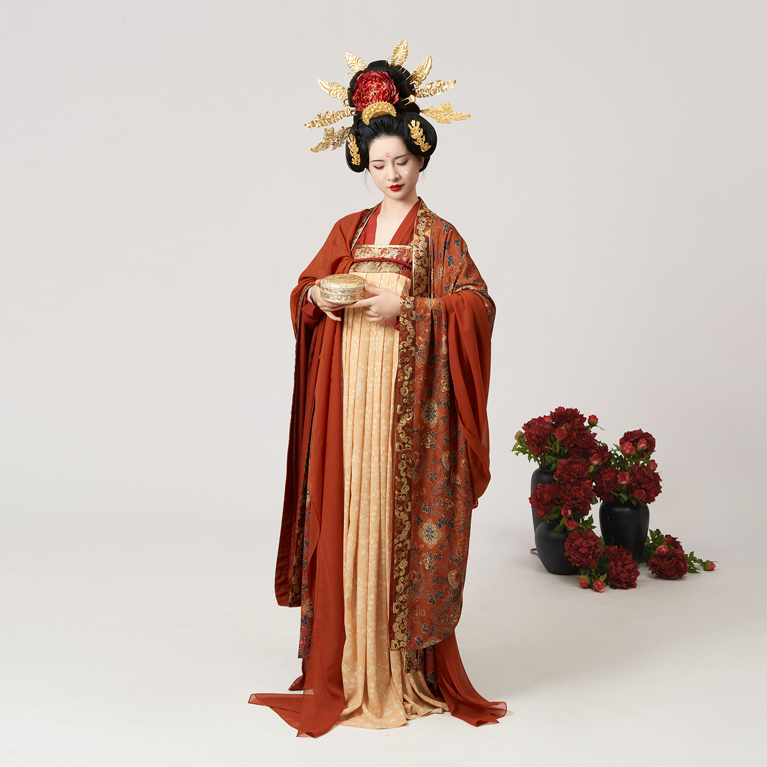 织造司[双凤阙]华彩东方秀款唐制复原款大袖衫披帛仿妆花齐胸襦裙