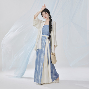 改良肌理感宋抹三裥裙 对襟防晒短衫 织造司原创宋制汉服 海风写生