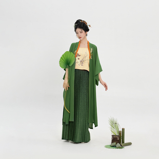 织造司 原创宋制长干寺吊带抹胸非遗横罗百褶裙半身裙空调衣 青艾