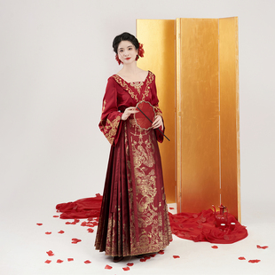 織造司 婚服新娘服訂婚服回門服 原創(chuàng)馬面裙敬酒服新中式 珠聯(lián)璧合