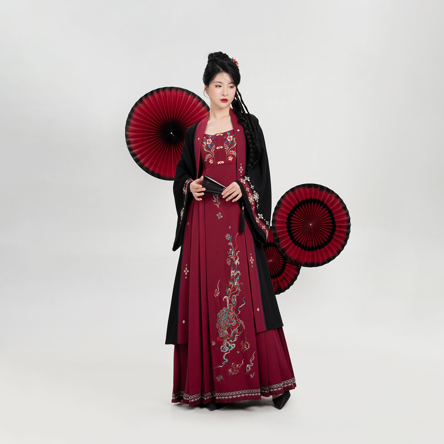 织造司[嫣兰]原创新中式国风对襟褙子外套刺绣改良吊带连衣马面裙