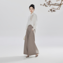 上衣改良宋裤 织造司 汉服百褶裙半身裙女 衬衫 国风长袖 松玉 新中式