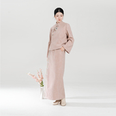 新中式 织造司 国风套装 可以上班 刺绣立领斜襟外套半身裙女 冬篱