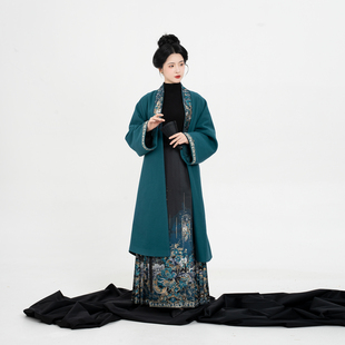 2025新款 原创汉服绣花对襟大衣外套马面裙女套装 四龙望归 织造司