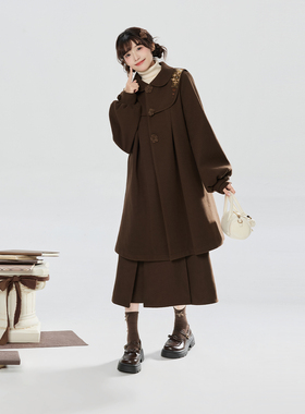 织造司[冬序热茶]学院风套装大衣外套上衣女针织打底衫吊带连衣裙