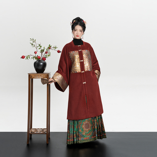 汉服明制方领大衣原创妆花马面裙 国风大典走秀款 织造司 观鱼知乐
