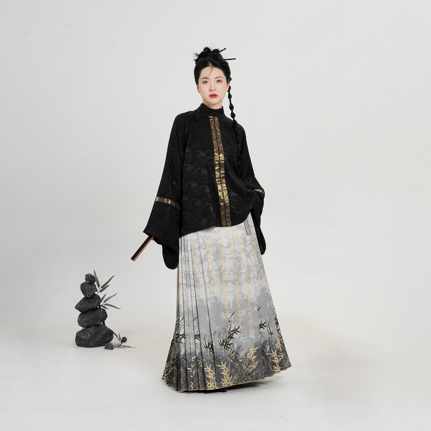 织造司[清斋]明制汉服改良立领对襟琵琶袖妆花织金衬衫上衣马面裙