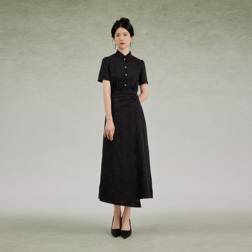 现货烟云山织造司新中式背心罩衫百搭短式衬衫静夜曲A字半身裙女