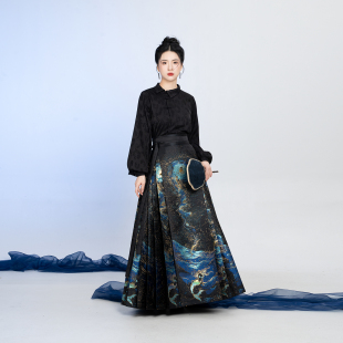 暗纹提花衬衫 织造司 素长袖 原创明制织金马面裙汉服汉元 上衣 星鲛