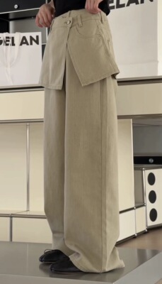 诗歌兰女装2026春款 68110复古法式极简风休闲裤屁帘牛仔裤女