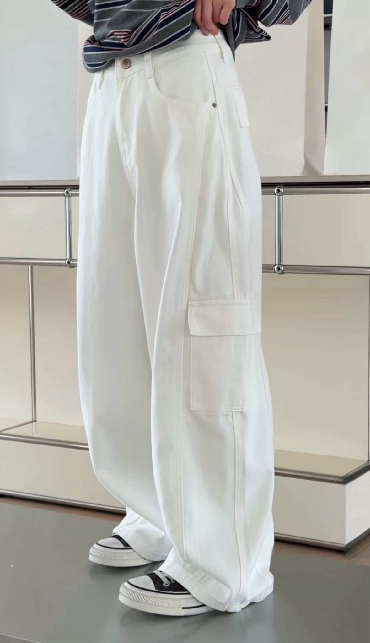 现 诗歌兰正品女装2026春款75011休闲简约潮流个性风工装裤牛仔裤