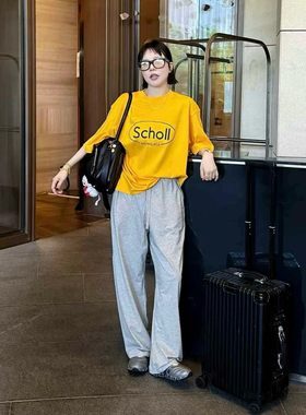 秒发诗歌兰女装2025夏款  58226潮流个性圆领中长款字母短袖T恤女