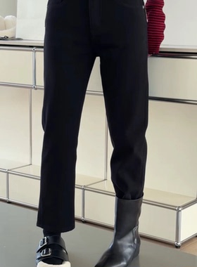 秒发诗歌兰女装2025冬新 15977潮流个性时髦九分直筒裤加绒牛仔裤