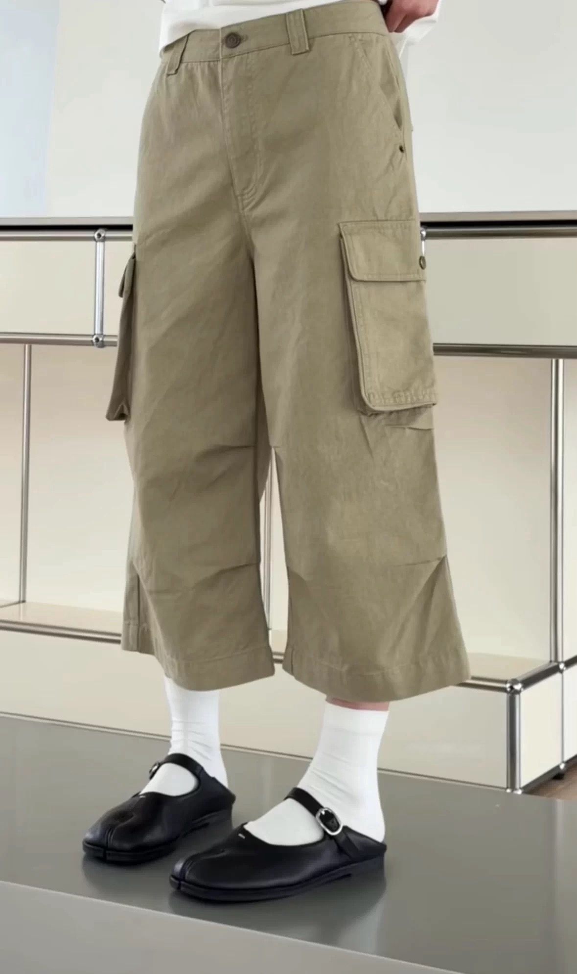 诗歌兰女装2026春款 16136七分潮流设计感美式休闲裤口袋工装裤