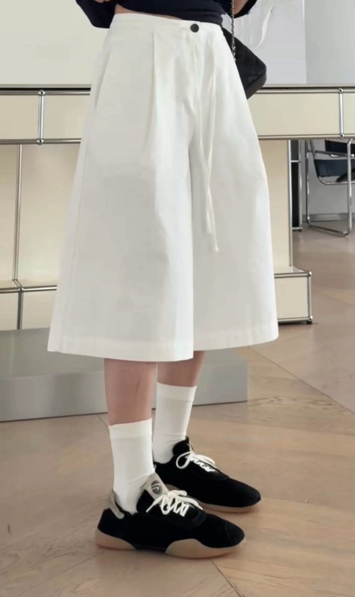 诗歌兰女装2926春款 243610时髦慵懒法式风抽绳中裤阔腿休闲裤女