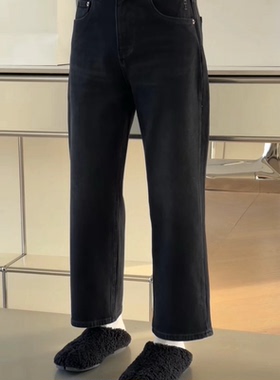 诗歌兰新款女装2025冬季新 15083复古简约通勤烟管裤加绒牛仔裤